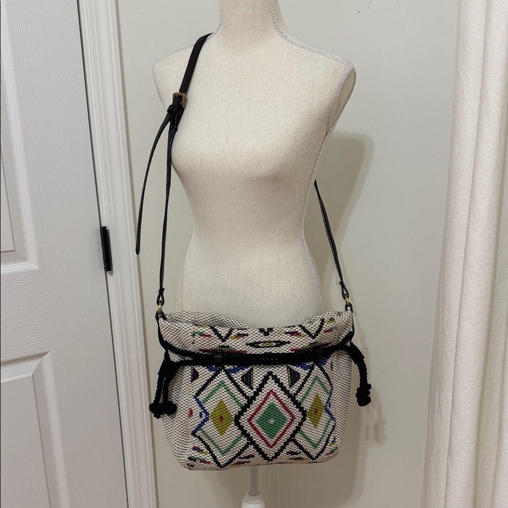 Geometric Patterned Crossbody Bag - Black and Multicolor